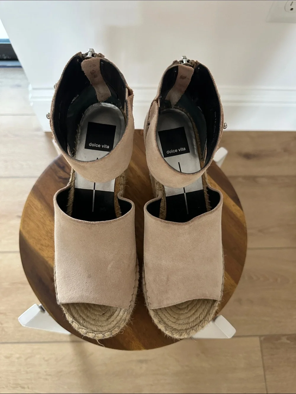 Dolce Vita Tan Suede Espadrille Wedge Sandals